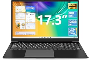 Naclud Laptop 17.3 Inch 4GB RAM 128GB SSD, i3-5005U Celeron Dual-Core Processor Up to 2.4GHz, 1080P FHD Notebook Laptop with Dual Band WiFi, 2xUSB 3.2, Keyboard Film in Eight Languages