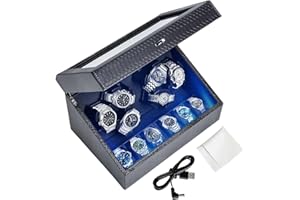 BLENDRA Luxury LED Light Watch Winder,6 Automatic Watch Winder with 6 Watches Storages,4 Rotation Modes, Quiet Motor, PU-Watch Winders Ideal for Men and Women