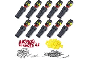Cozevdnt Car Waterproof Electrical Connector, 10 Kit 2 Pin Waterproof Wire Connectors, 1.5mm Series Terminal Connector, for Car, Truck, Boat and Other Wire Connections