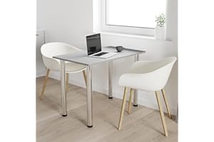 ‎AKKE mikon 90x60 | Esszimmertisch - Esstisch - Tisch mit Chrombeinen - Küchentisch - Bürotisch | Light Graphite