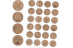 GEBETTER 120Pcs Pegatinas Kraft Regalo Navidad, 4 cm Redonda, Etiquetas Adhesivas Navideñas Etiquetar Papel Bolsa Embalaje Regalo Decoración Adorno Tarjetas Felicitación Cajas (12 Estilos)