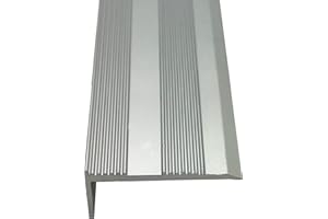 Grandismo® 3ft - Stair Nosing 9mm - Stick-Down Edging Tread Strip - Tile/Laminate/Wood Aluminium to Vinyl or Carpet - Threshold Metal Door Trim/Edging - Silver Colour