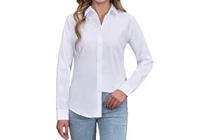 siliteelon Womens Shirts Long Sleeve for Women UK Regular Fit Women's Blouses Office Business Ladies Button Down Shirt