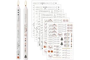 HWJPDMBD 6 Stück Kerzentattoos weihnachten, Kerzen Sticker, Kerzen Tattoo Weihnachten, Wasserschiebefolie Kerzen Kerzenfolie Kerzentattoo, Sprüche zum Verschenken, für Kerzen/Keramik