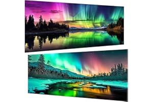 PUJEKNM 2 Stück Diamond Painting (30x60 cm), 5D Diamant Painting Erwachsene, DIY Aurora Diamant Art Bilder Groß Set für Wohnzimmer Schlafzimmer Wand Dekoration Geschenke (2er set)