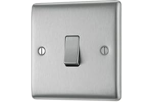 BG Nexus NBS Range Brushed Steel Switches & Sockets - Full Range of Matching Items (1 Gang, 2 Way Light Switch)