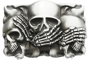 Urban Backwoods No Hear See Speak Skulls I Gürtelschnalle für Wechselgürtel Buckle
