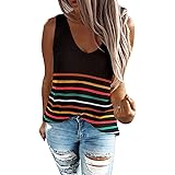 Happy Sailed Womens Casual Striped Print Knit Tank Top Vest Top Sleeveless Blouse