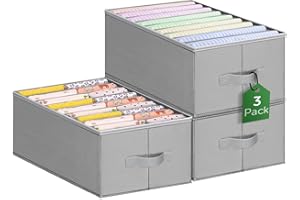 CaptainFive Organizador Armario Ropa 3 Piezas, Organizador Cajones de Camisetas Jeans, Cajas Almacenamiento Plegable de Tela con 9 Compartimentos, Apilable, Ahorra Espacio (M, 34 x 25 x 20 cm)