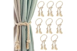 BULL TIGER PRESTIGE 8 Pezzi Ferma Tende Tende Fermatende in Cotone Cravatta per Tende Clip per Tende Fatte a Mano Cotone Morsetti per Tende Classico Cravatta Tenda Corde Tende Lavorate Fibbia con Nappa Tenda Decorazione