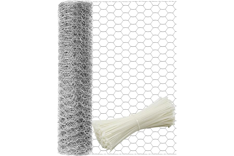TOYPOPOR Chicken Wire 40cm x 10m, Outdoor Anti-Rust Hexagonal Galvanized Chicken Wire Fencing, Protects Gardening Plants, Vegetables, Flowers, Fruits From Dogs, Rabbits, Squirrels