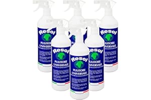 RESOL Pulitore Universale 1L - Sgrassatore professionale - Spray multisuperficie e Sgrassatore - Sgrassatore super potente per pulizia della casa - Sgrassatore disinfettante - (6 Unità x 1 L)