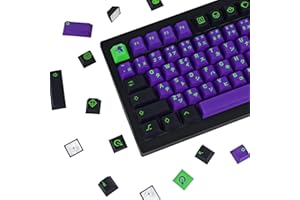 ALINZO 129 Teclas Keycaps EVA PBT Cherry Profile Dye-Sublimation Adecuado para Teclado Mecánico Gaming para Interruptores Cherry MX Púrpura y Verde Evangelion