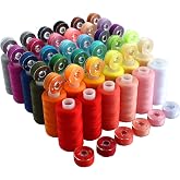 MUSUBI 36 Colors Polyester Sewing Thread Set with Bobbins 400 | 72 Piece Set, Polyester Material, Fade Resistant, Multiple Ap