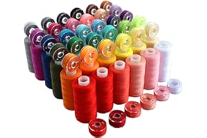 MUSUBI 72 PCS Sewing Thread Assortment, 36 Color Thread for Sewing Machine with 36 Same Color Bobbins, Polyester Thread 400 Yards/Spool