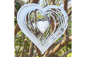 Adove Stainless Steel Garden Wind Spinner Hanging Kinetic Wind Sculpture Garden Decor For Indoor Outdoor, Silver-8inch