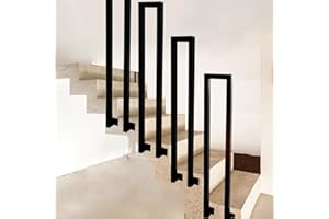 YUODIJIO Poręcz schodowa w kształcie litery U, nordycka, nowoczesna, kwadratowa, antypoślizgowa, nadaje się do użytku wewnątrz i na zewnątrz, willi i korytarzy (100 cm (3,28 cm), czarna)