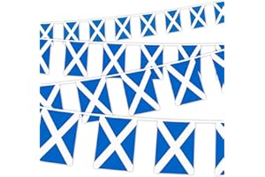 OKDANCE 30Pcs Scotland Flag Bunting Scottish Flags, 30FT Polyester Scotland Party Decorations Outdoor Indoor Scotland Bunting Decorations Party Bunting, Scotland Party Decoration Banner