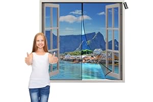 HYNSERV Adjustable DIY Magnetic Fly Screen Window Black 60x90cm Magnetic Window Screen Mosquito Net Easy Installation for All Kinds of Window