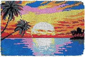 ROCKY&CHAO Myriad Choices Knüpfhaken, Sonnenuntergang, Teppich-Set, 101, 6 x 33 cm, DIY-Knüpfhaken-Teppich-Sets für Anfänger, Erwachsene, Kinder, , Heimdekoration, , Bastelsets