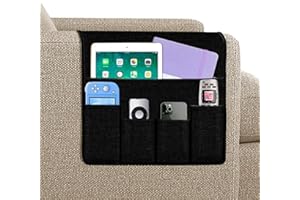 FAEFTY Sofa Armlehnen Organizer Bett Tasche Rutschfeste mit 5 Taschen für Handy, Zeitschriften, Bücher, iPad