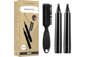 SEGMINISMART Beard Pencil Filler for Men, 2pc with Brush, Waterproof, Long Lasting, Natural Black, 15g