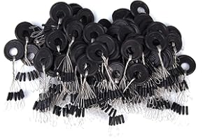 SYMPHONYW Tapón de pesca Bobber, 300 unidades/50 grupos de goma para pesca Bobber Beads Tope 6 en 1 Flotador Sinker Stops Fishing Space Beans, cilindro negro (L: diámetro de línea 0,26-0,37 mm)