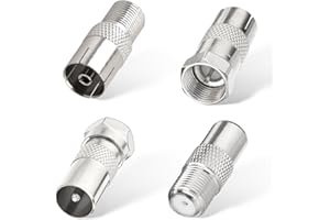 Superbat F-Type Coaxial Adapter 50ohm F Male/Female to TV Pal Male/Female TV Cable Adapter 4Pcs Low Loss Coax Adapter for TV USB Antenna FM Radio TV Tuner Stereo Receiver etc.