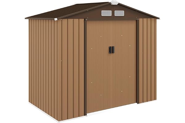 Outsunny Abri de Jardin en métal 2,77 m² cabane de Jardin 213 x 130 x 185 cm cabanon Rangement Outils avec kit de Fondation, Porte coulissante verrouillables et 4 aérations - Kaki