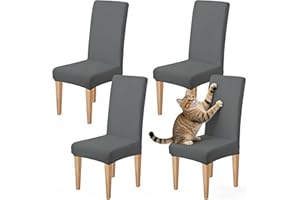 ‎DIOXIDE Dioxide Stuhlhussen 4er Set Stretch Stuhlhussen Schwingstühle Elastische Hussen Stuhlbezug Abnehmbarer Waschbarer Stühle Schutz für Küche Stuhlhülle Restaurant Hotel Bankett Hochzeit (Grau,4PC)