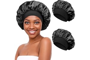 KIIWAH 2 Pièces Bonnet Satin Cheveux Nuit, Bonnet De Nuit Satin, Bonnet Soie Cheveux Nuit Bonnet Cheveux Nuit pour Femmes