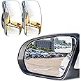 MAKINGTEC Blind Spot Mirror, Rectangle HD Glass Frameless Convex Lens, Rear View Mirrors Exterior Accessories, with Wide Angle Adjustable, Stick for All Universal Vehicles Car Stick-on Design (2 PCS)