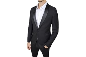 MAT SARTORIALE Giacca Uomo Class Sartoriale Nero Raso Lucido Slim Fit Elegante Cerimonia