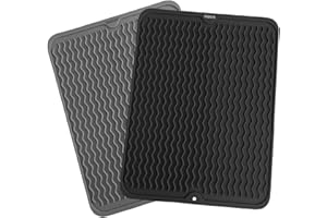 SOQKEEN Tappetino Scolapiatti Grande 40x50cm in Silicone, Colore Casuale Nero o Grigio, Antiscivolo, Termoresistente, Pieghevole per Piano Cucina