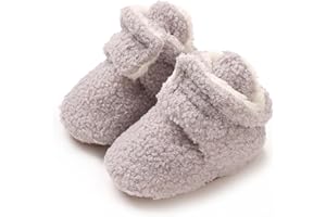 TMEOG Krabbelschuhe Baby Winterschuh Outdoor Fleece Boots Rutschfest Warme Booties Stiefel Gefütterte Neugeborene Walk Schuhe für Mädchen Jungen 0-18 Monate