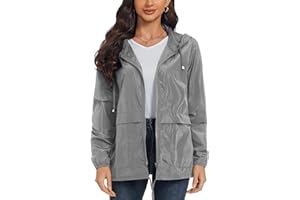 Asoodiy Lightweight Raincoat Womens Waterproof Rain Jacket Windbreaker Hooded Outdoor Rain Coats for Camping Running Walking
