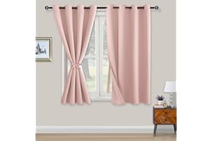 XWZO Blickdichte Vorhänge Verdunklungsvorhänge mit Ösen 2 Stücke Gardienen mit Raffhalter Lichtundurchlässige Vorhänge für Schlafzimmer,WonhzimmerBüro, 138x132 cm, Hellpink