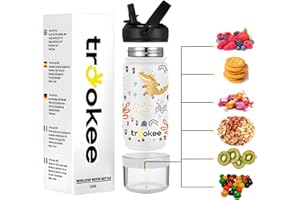 trookee® - Botella Agua Acero Inoxidable Niños - 350ml +120ml de Base Desenroscable de Tritán Sin BPA - Botella Agua Niños Térmica - 12h Bebida Caliente y 24h Fría - Doble Pared a Prueba de Fugas