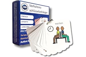 AUTISM SUPPLIES AND DEVELOPMENTS Verhalten-Schlüsselring Nonverbale Autismus Hilfsmittel – 22 Kommunikationskarten Autismus – Robust Hochwertige Visuelle Kommunikation