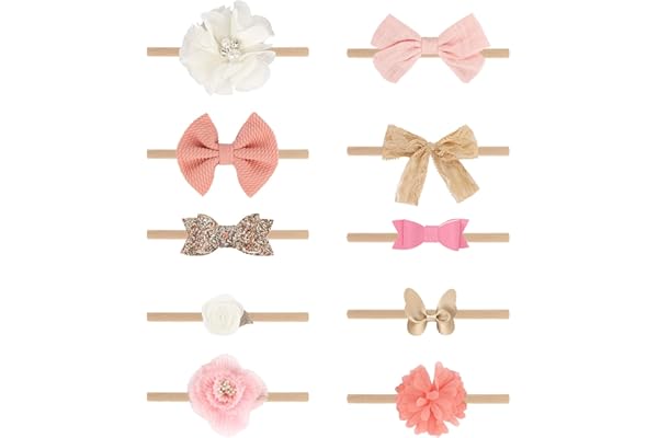 DRESHOW 10 Pcs Bébé Bandeaux Bébé Fille Bandeau Cheveux Bande de Cheveux Arc Bande de Cheveux Bandeaux Accessoires Bébé Fille Enfant Turban Bandeau