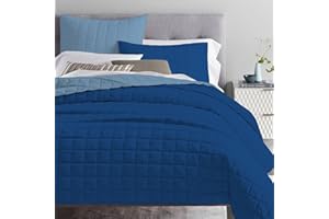 il dolce stile della tua casa Copriletto Trapuntato Matrimoniale/Piazza e Mezza/Singolo Trapuntino Primaverile Estivo Double Face Bicolor (piazza e mezza, blu/azzurro)