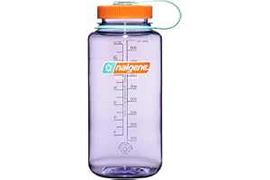 Nalgene Sustain Butelka na wodę z tritanu, bez BPA, wykonana z materiału pochodzącego z 50% plastikowych odpadów, 900 ml, szeroki otwór, ametyst