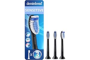 ‎DEMIRDENTAL 3 Sztuki demirdental kompatybilny dla Philips Sonicare Końcówki, Sensitive Końcówka do szczoteczki, Czarny, odpowiada HX6053b HX6054b