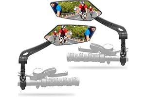 WIKSITE Lot de 2 rétroviseurs de vélo extra large surface de rétroviseur en verre véritable résistant aux chocs 15 cm - Poignée allongée - Pour e-bike, rétroviseurs de vélo - Pour vélo électrique (22-25 mm)