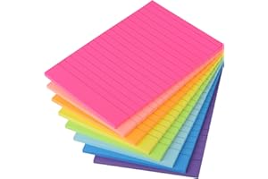 ZCZN Note Adhésive Lignée de 8 Couleurs, 100 x 150 mm, 8 Blocs de 40 Pages Chacun, Feuillets Autocollantes Convient pour les Listes Quotidiennes, le Bloc-Notes au Bureau, à la Maison, à l'École