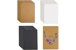 ZUYIST 150 Stück A6 Kraftpapier Karten, 14.5 x 9.5cm Blanko Postkarten Karteikarten Set zum Selbstgestalten für Danksagungskarten Basteln Hochzeitseinladungen Graffiti Grußkarten (Braun/weiß/Schwarz）