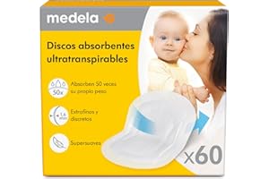Medela discos absorbentes respirables para la lactancia, diseño discreto para un uso cómodo, paquete de 60
