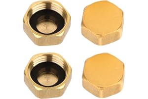 Jeffdad zaślepka 1/2 cala gwint wewnętrzny, 4 sztuki mosiężnych zaślepek sześciokątnych zaślepek armatury sanitarnej nasadka zamykająca 1/2 cala z uszczelkami gumowymi sześciokątnymi zaślepkami