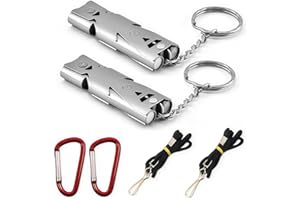 CTRICALVER 2 pièces Sifflet de Survie d'urgence | Sifflets de sécurité à Double Tube | Sifflet de Survie avec Cordon et Porte-clés pour Le Camping, Le Dressage d'animaux domestiques