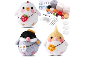 REOVIN Filzen Starterset für Anfänger und Erwachsene, Tier Nadelfilz Set mit Werkzeugen, Filzwolle Set mit Schaumstoffmatte, Filznadeln, Anleitung, Nadelfilz Set für Anfänger, Tierhandwerk, Heimdekoration